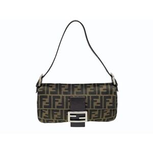 FENDI Mamma Bucket One Shoulder Hobo bag Zucca patterned canvas leather brown
